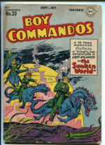 A Boys Commandos comic book cover from the 1940's showing strikingly visual simularities to Acamboro figures.